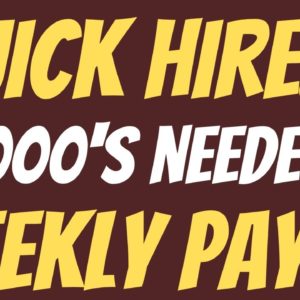 Quick Hire | Beginner Friendly | 1,000's Needed | Weekly Pay | Work From Home Jobs 2022 |Remote Jobs