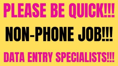 Please Be Quick | Non Phone Work From Home Job | Data Entry Specialists | Online Jobs |