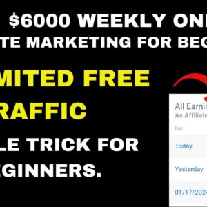 Earn $6000/Week With Free Unlimited Traffic | Affiliate Marketing For beginners in 2024.