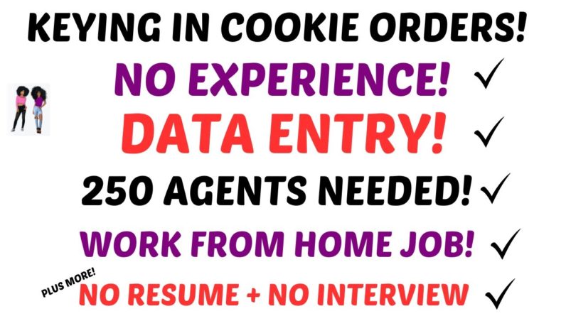 No Experience Work From Home Jobs Keying Cookie Orders  No Talking Data Entry No Degree + No Resume